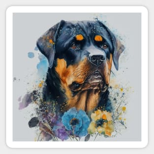 Flowers and Rottweilers Sticker